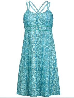 Marmot Taryn Turquoise Paisley Maxi Dress with Crisscross Back Women's XS